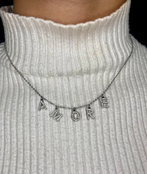 “AMOR” necklace with rhinestones
