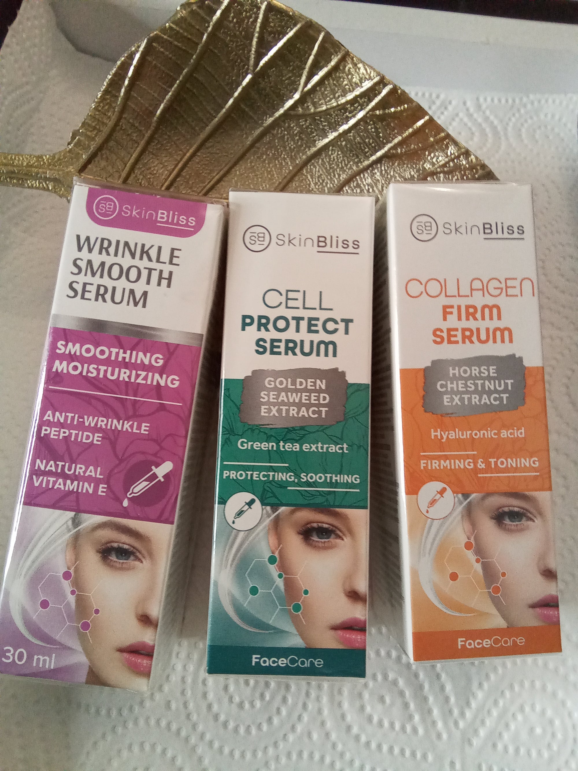 Pack 3 Complete Anti-Aging Care and Cellular Protection Serums With Collagen and Peptides. 