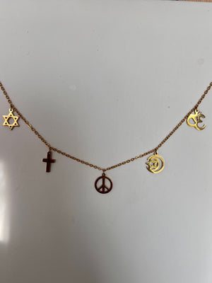 PEACE gold necklace